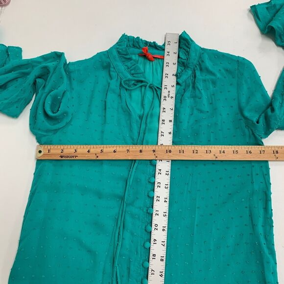 Chelsea & Violet Shirt Dress Womens XS Extra Small Swiss Dot Bell Sleeve Keyhole - Picture 8 of 15